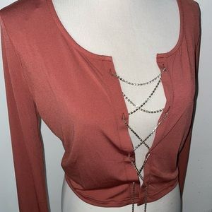 Burnt orange party outfit